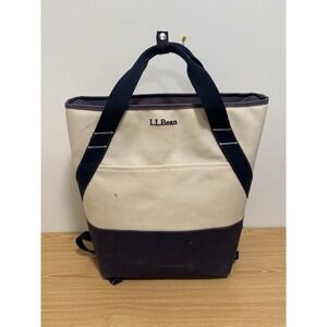 Vintage LL Bean Insulated BACKPACK Canvas Cooler Beach Camp  Bag Large Navy